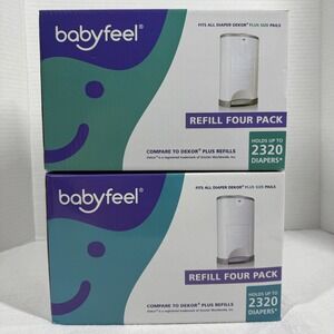 Babyfeel Diaper‎ Pail Refills 4-Pack for Dekor Plus Holds 2320 Diapers Lot of 2